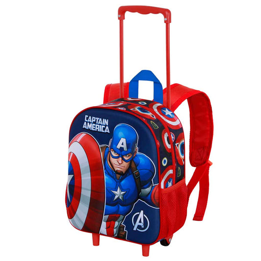 Marvel Capitán América Patriot-Mochila 3D con Ruedas Pequeña, Multicolor