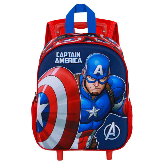 Marvel Capitán América Patriot-Mochila 3D con Ruedas Pequeña, Multicolor