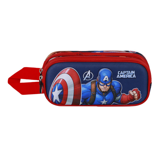 Marvel Captain America Patriot-3D Double Pencil Case, Multicolour