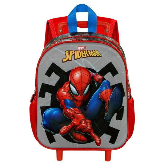 Marvel Spiderman Symbol-Mochila 3D con Ruedas Pequeña, Gris