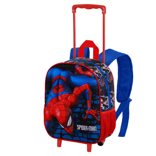 Marvel Spiderman Wall-Mochila 3D con Ruedas Pequeña, Rojo
