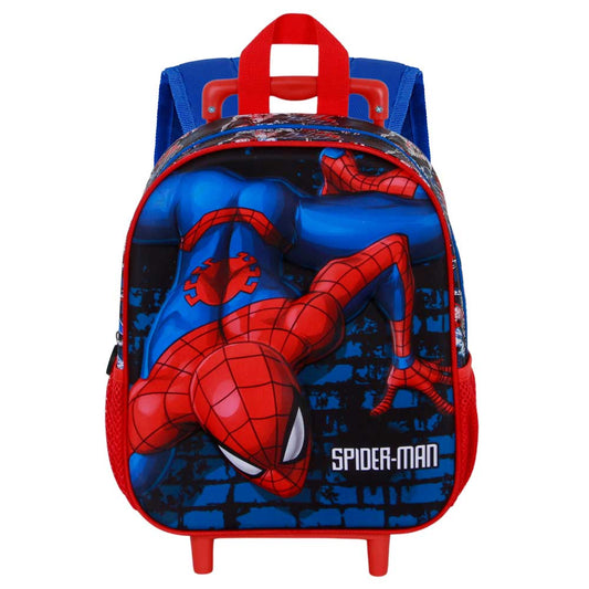 Marvel Spiderman Wall-Mochila 3D con Ruedas Pequeña, Rojo