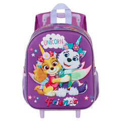 Paw Patrol La Patrulla Canina Magic-Mochila 3D con Ruedas Pequeña, Lila