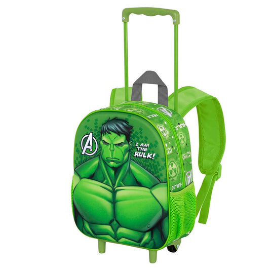 Marvel Hulk Rage-Mochila 3D con Ruedas Pequeña, Verde