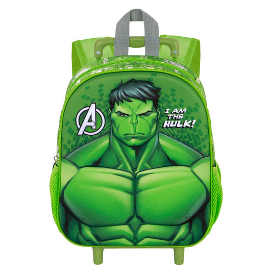 Marvel Hulk Rage-Mochila 3D con Ruedas Pequeña, Verde