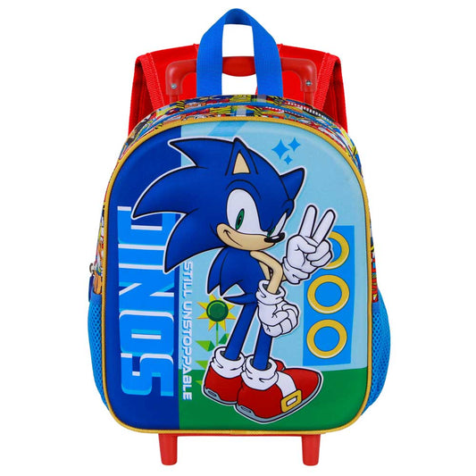 Sonic The Hedgehog - SEGA Unstoppable-Mochila 3D con Ruedas Pequeña, Azul