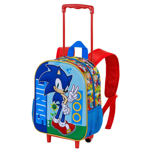 Sonic The Hedgehog - SEGA Unstoppable-Mochila 3D con Ruedas Pequeña, Azul