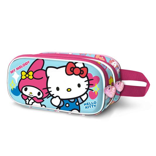 Sanrio Hello Kitty Friendship-Estuche Portatodo 3D Doble, Azul