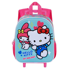Sanrio Hello Kitty Friendship-Small 3D Backpack with Wheels, Blue