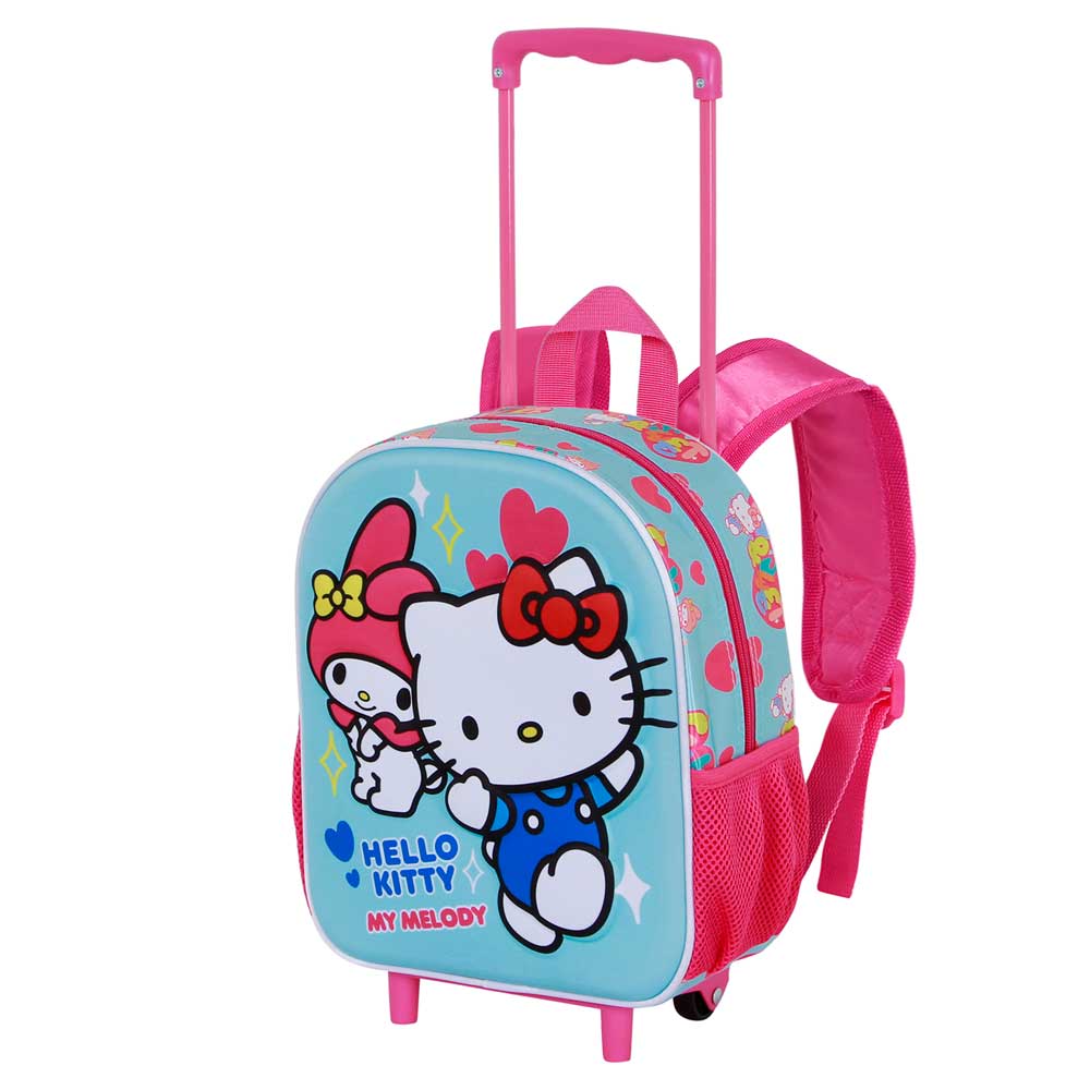 Sanrio Hello Kitty Friendship-Small 3D Backpack with Wheels, Blue
