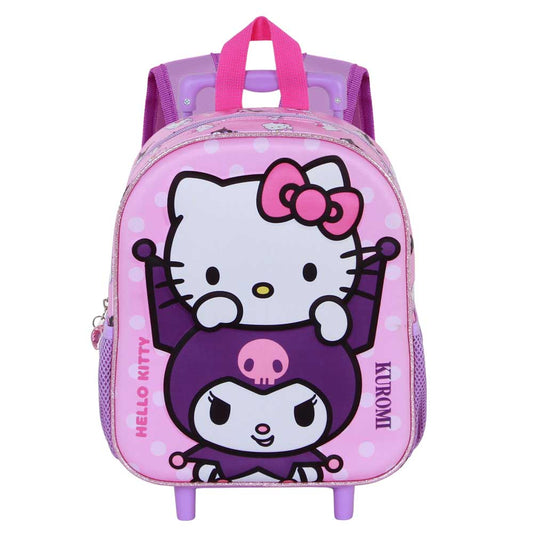 Sanrio Hello Kitty Playful-Mochila 3D con Ruedas Pequeña, Rosa