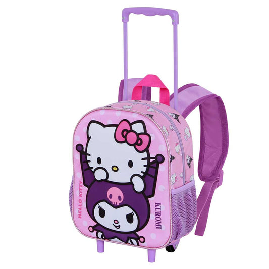 Sanrio Hello Kitty Playful-Mochila 3D con Ruedas Pequeña, Rosa
