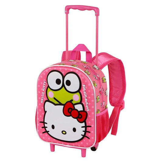 Sanrio Hello Kitty Funny-Mochila 3D con Ruedas Pequeña, Rosa