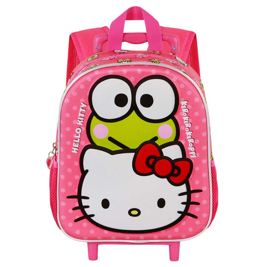 Sanrio Hello Kitty Funny-Mochila 3D con Ruedas Pequeña, Rosa
