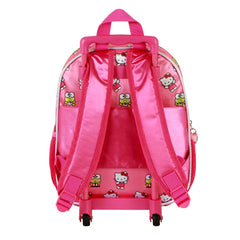 Sanrio Hello Kitty Funny-Mochila 3D con Ruedas Pequeña, Rosa