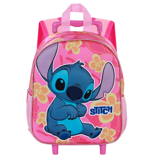 Disney Lilo y Stitch Cute-Mochila 3D con Ruedas Pequeña, Rosa