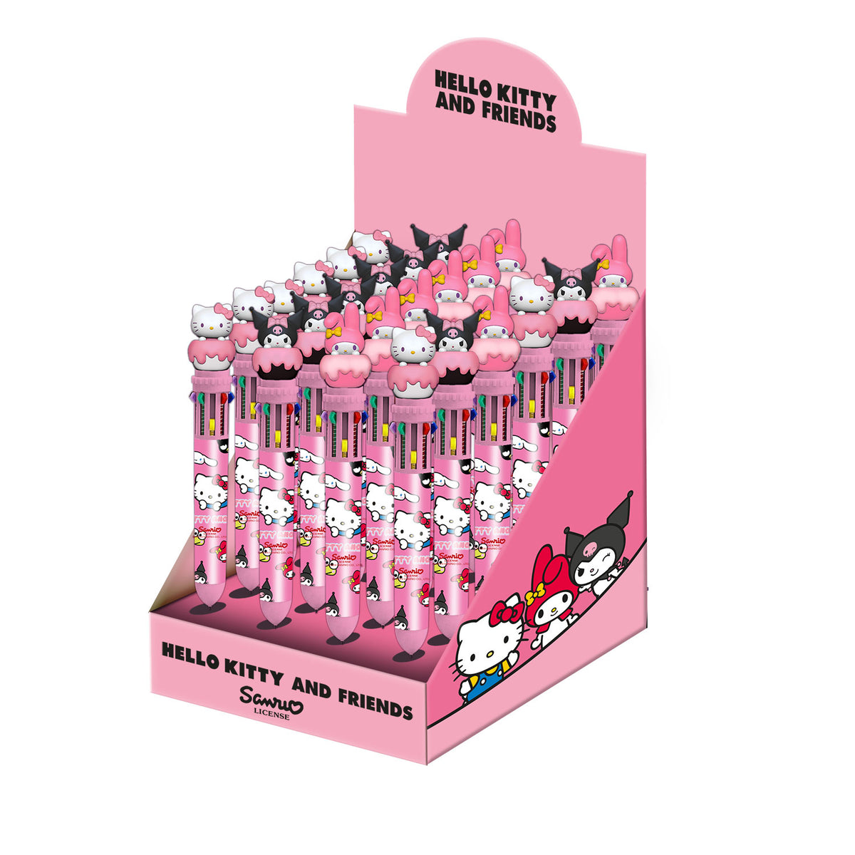 Hello Kitty Mix-Exhibitor 24 Units Pen 10 Colors, Pink