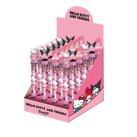 Hello Kitty Mix-Exhibitor 24 Units Pen 10 Colors, Pink