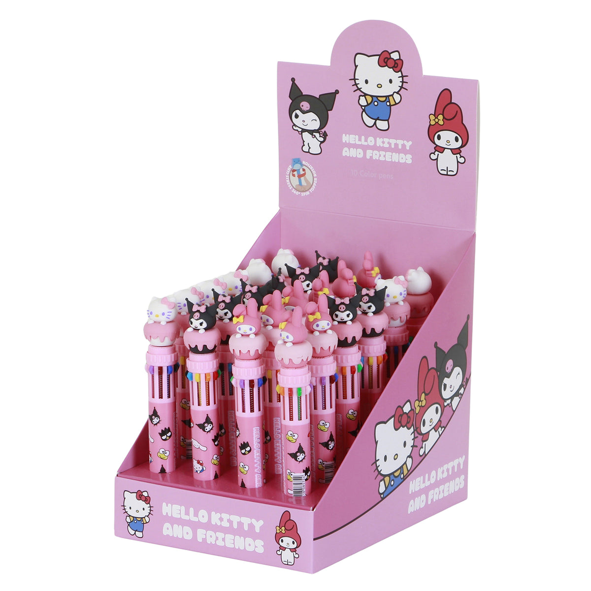 Hello Kitty Mix-Présentoir 24 Unités Stylo 10 Couleurs, Rose