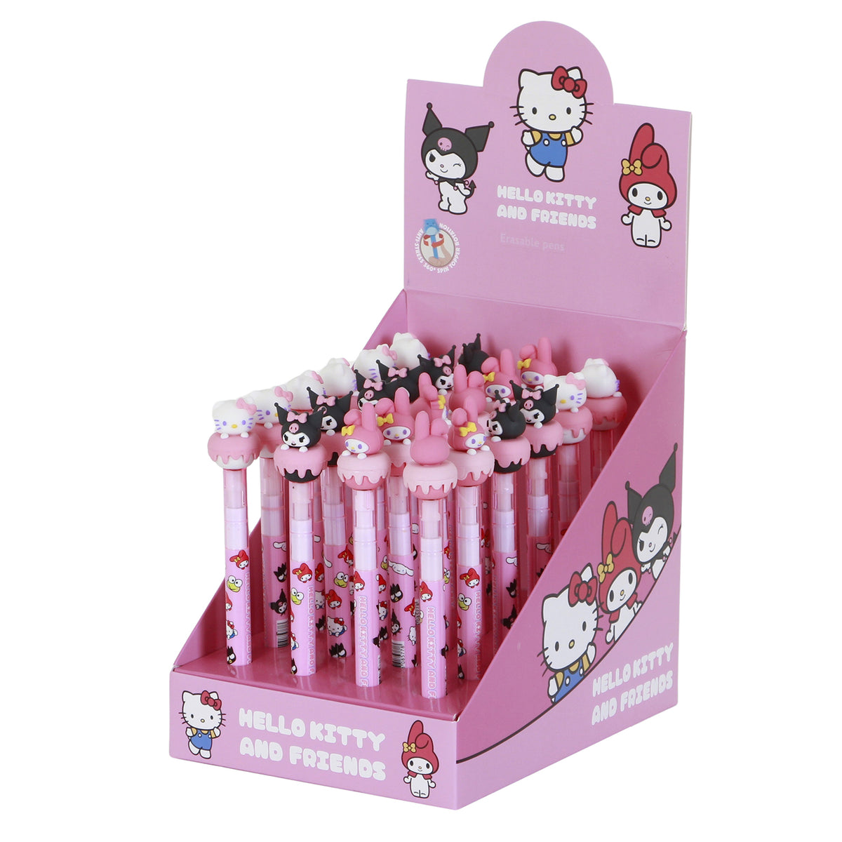 Hello Kitty Mix-Espositore 24 Unità Penna Gel Cancellabile, Rosa