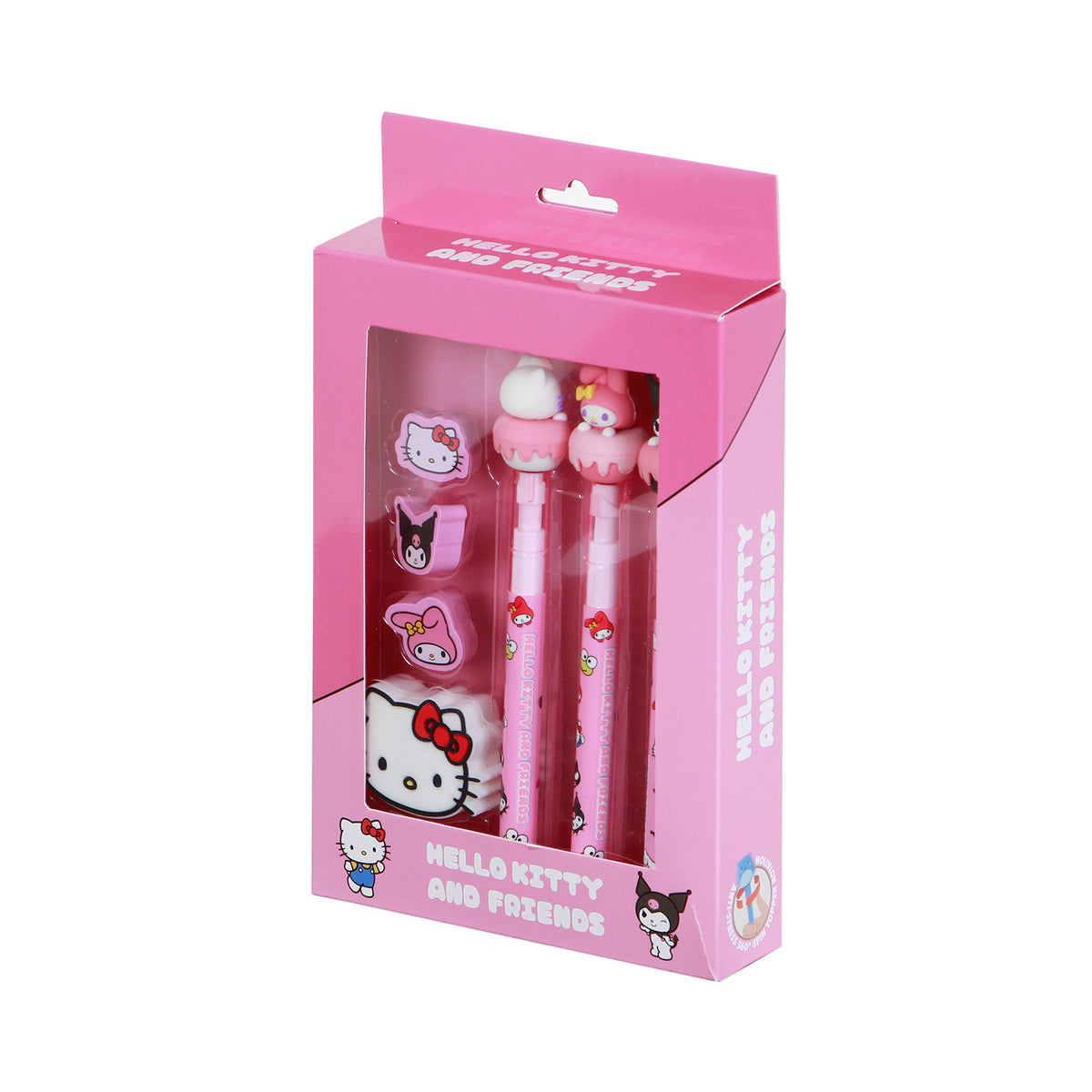 Hello Kitty Mix-Pack da 3 Matite Eternal + 3 Gomma + Temperino, Rosa