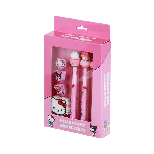 Hello Kitty Mix-Pack da 3 Matite Eternal + 3 Gomma + Temperino, Rosa
