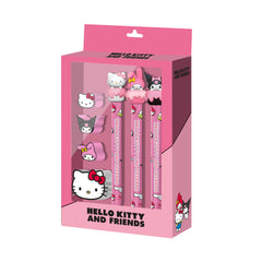Sanrio Hello Kitty Mix-Confezione di 3 Matite Eterne + 3 Gomme + Temperamatite, Rosa