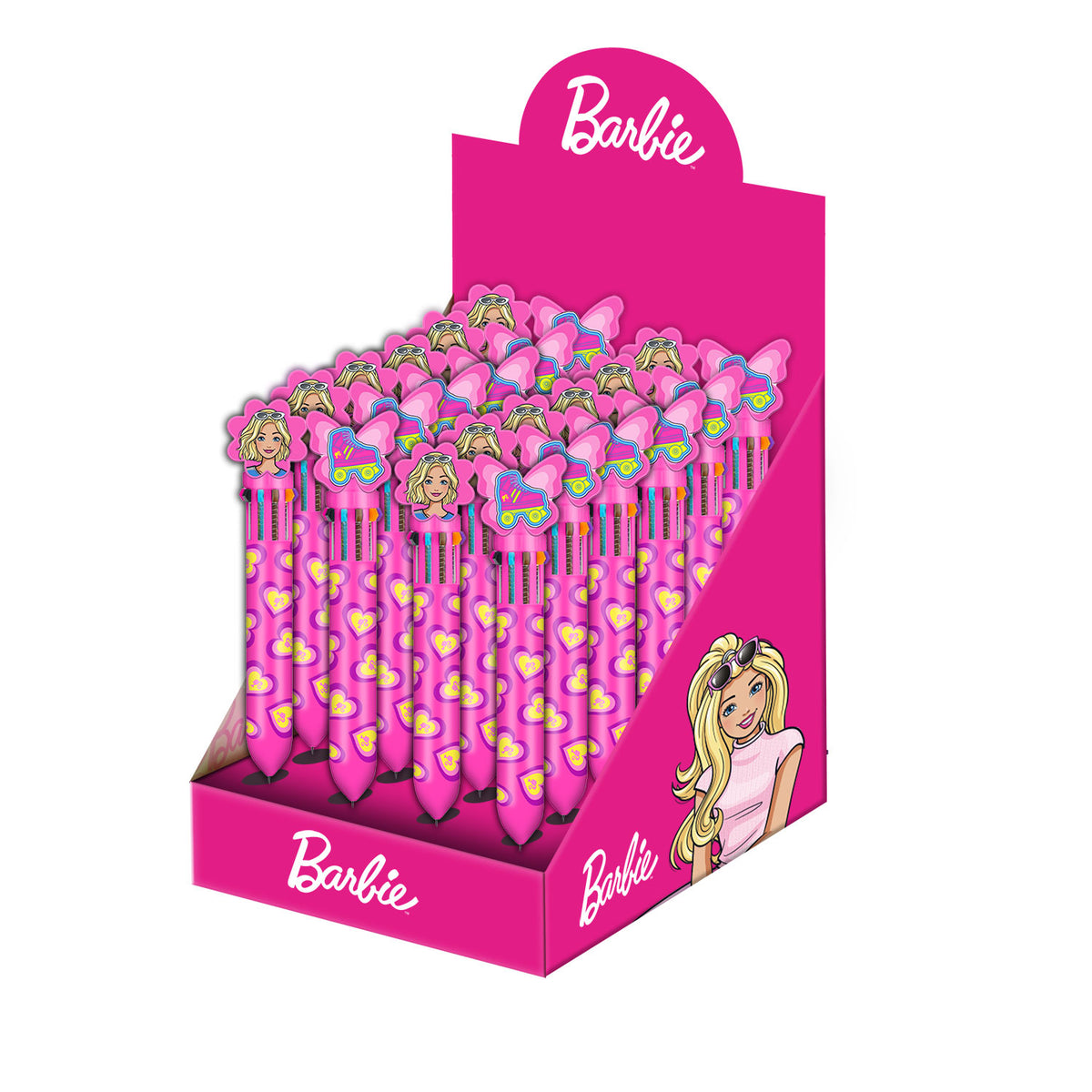 Barbie Mix-Exhibitor 24 Units Pen 10 Colors, Pink