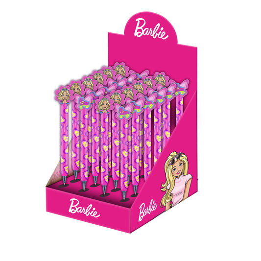 Barbie Mix-Exhibitor 24 Units Erasable Gel Ballpoint Pen, Pink