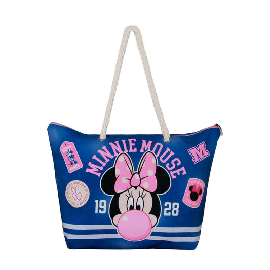 Disney Minnie Mouse Varsity-Borsa da Spiaggia Soleil, Blu