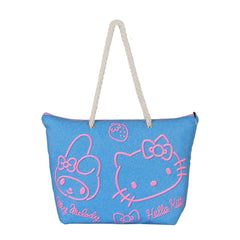 Sanrio Hello Kitty Denim-Borsa da Spiaggia Soleil, Blu