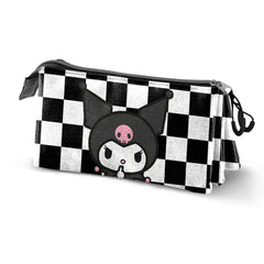Sanrio Kuromi B and W-Triple Pencil Case, Black