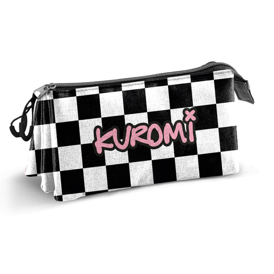 Sanrio Kuromi B and W-Estuche Portatodo Triple, Negro
