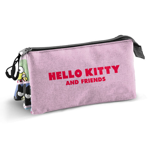Hello Kitty Panels-Estuche Portatodo Triple, Multicolor