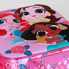 Disney Princess Flowers-Small 3D Backpack with Wheels, Pink