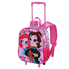 Disney Princess Flowers-Small 3D Backpack with Wheels, Pink