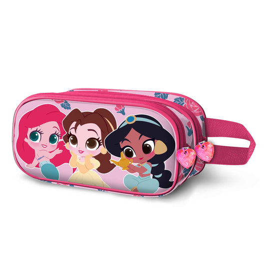 Disney Princess Flowers-3D Double Pencil Case, Pink
