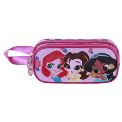 Disney Princess Flowers-3D Double Pencil Case, Pink