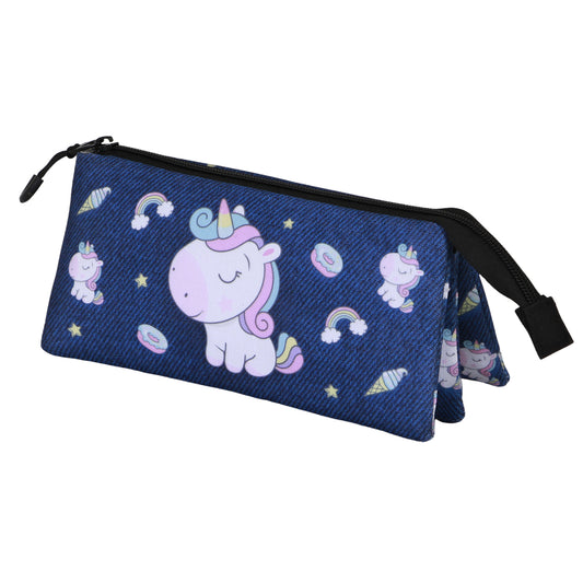 Oh My Pop Sweety-Estuche Portatodo Triple, Azul Oscuro