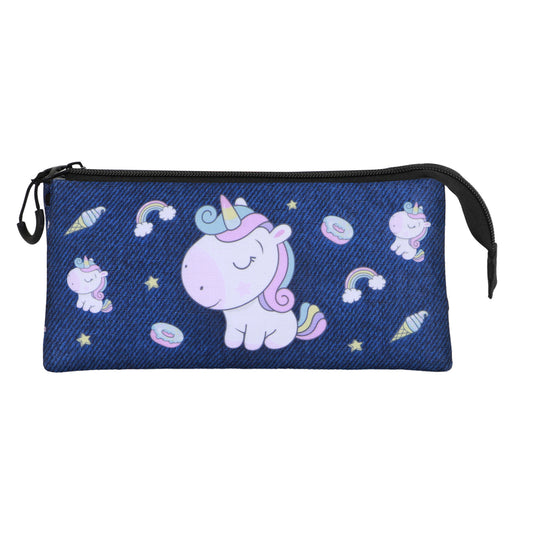 Oh My Pop Sweety-Estuche Portatodo Triple, Azul Oscuro