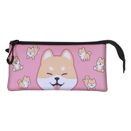 Oh My Pop Shiba-Estuche Portatodo Triple, Rosa