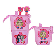 Barbie Flower-Cute Pencil Case + 2 Erasable Gel Pens, Pink