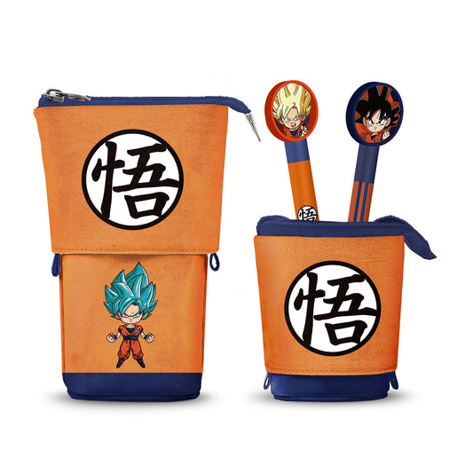 Dragon Ball (Bola de Dragón) Super-Estuche Portatodo Cute + 2 Bolígrafos de Gel Borrables, Multicolor