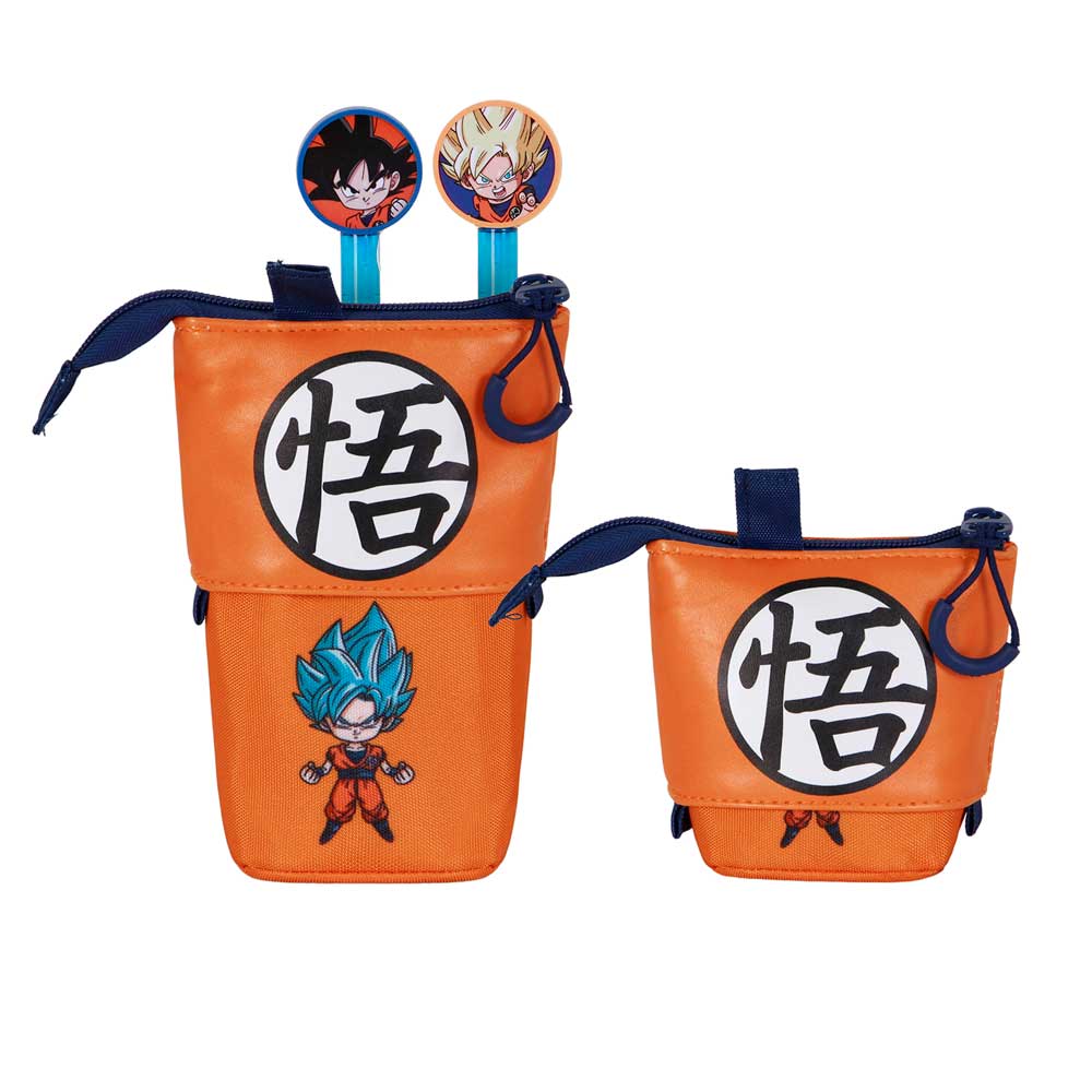 Dragon Ball Super-Cute Pencil Case + 2 Erasable Gel Pens, Multicolour