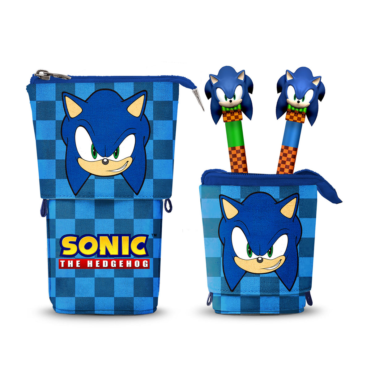 Sonic The Hedgehog - SEGA Sight-Cute Pencil Case + 2 Erasable Gel Pens, Blue