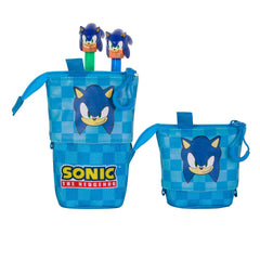 Sonic The Hedgehog Astuccio Portatutto Carino + 2 Penne Gel Cancellabili, Blu