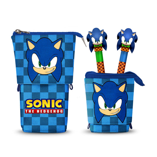Sonic The Hedgehog Sight-Estuche Portatodo Cute + 2 Bolígrafos de Gel Borrables, Azul