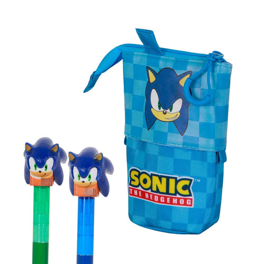 Sonic The Hedgehog - SEGA Sight-Cute Pencil Case + 2 Erasable Gel Pens, Blue