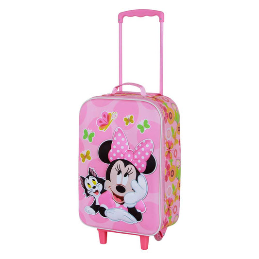 Disney Minnie Mouse Kitten-Soft 3D Trolley Suitcase, Pink