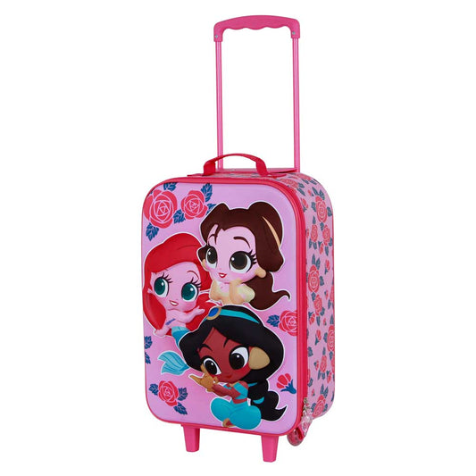 Disney Principesse Flowers-Valigia Trolley Soft 3D, Rosa